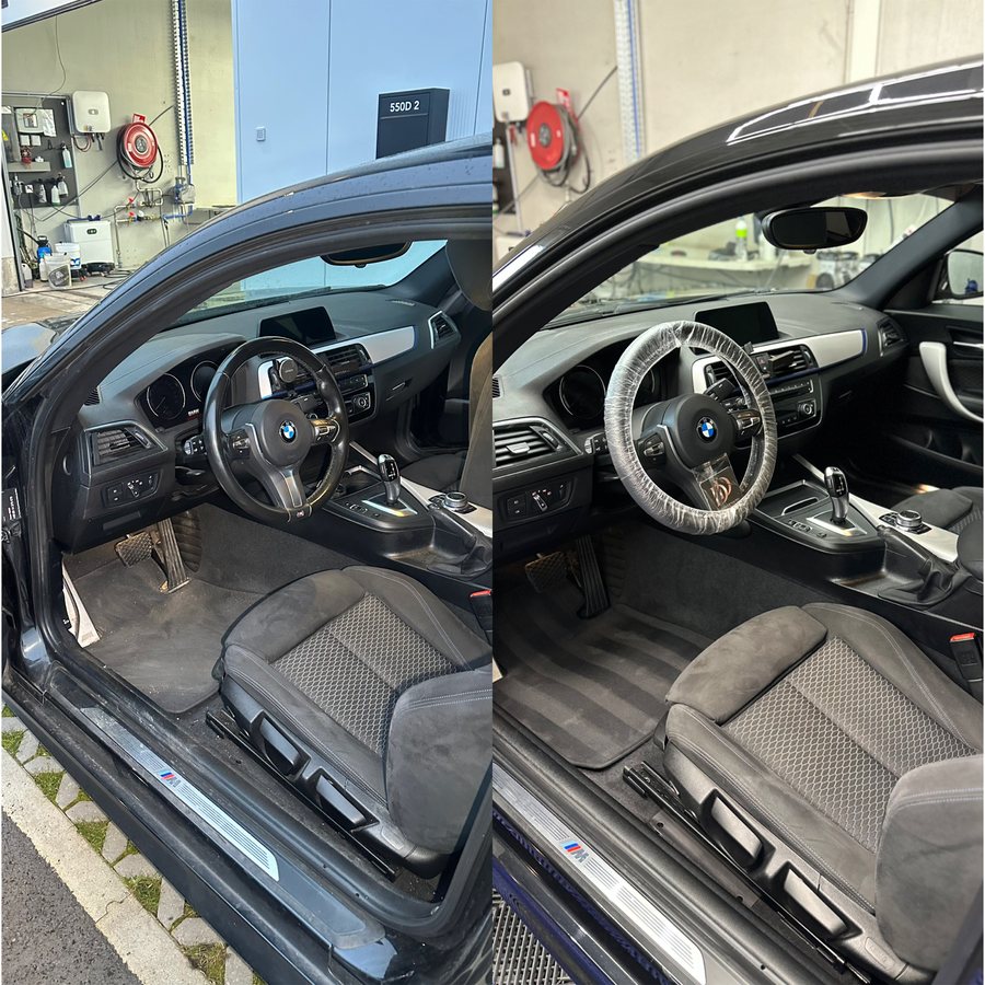Whole cabin, before and after